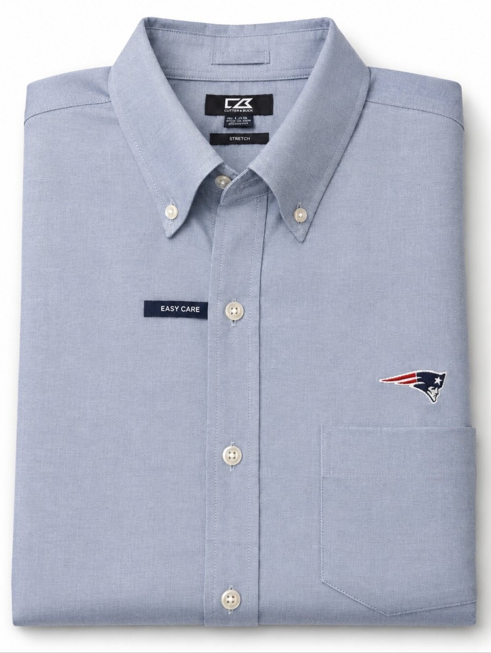 Cutter & Buck New England Patriots 2XT Tall Stretch Button Down Shirt Blue Gray